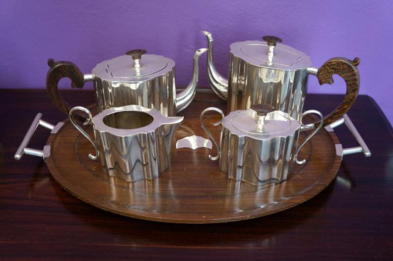  A Portuguese Silver Tea and Coffee Set